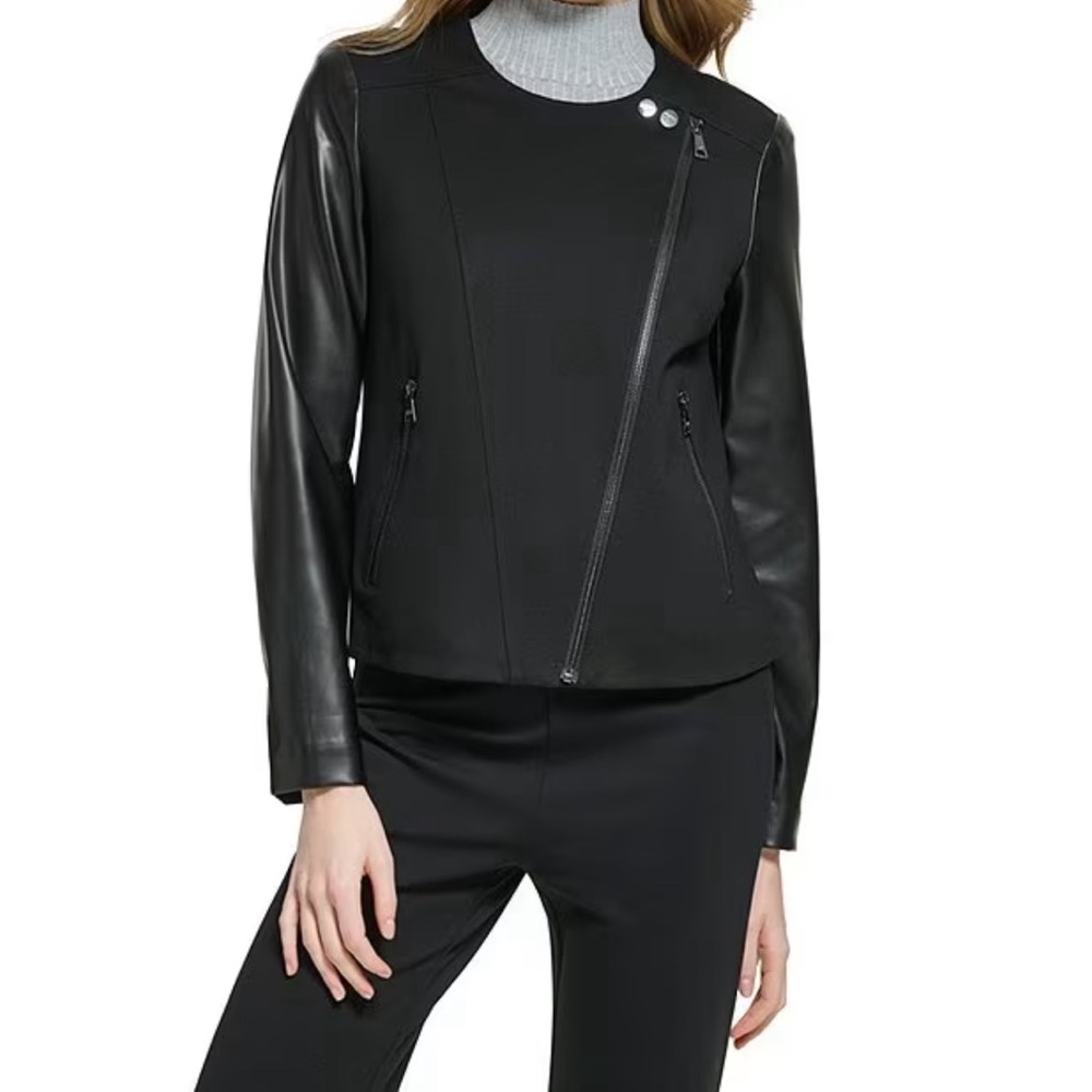 Dkny Mixed Media Black Moto Jacket. Sleeves Are Faux … Gem